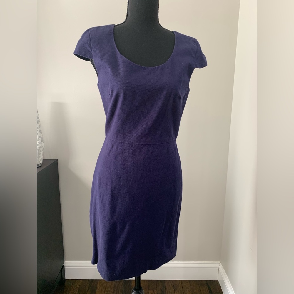 DKNYC Navy Blue Short Sleeve Pencil Dress